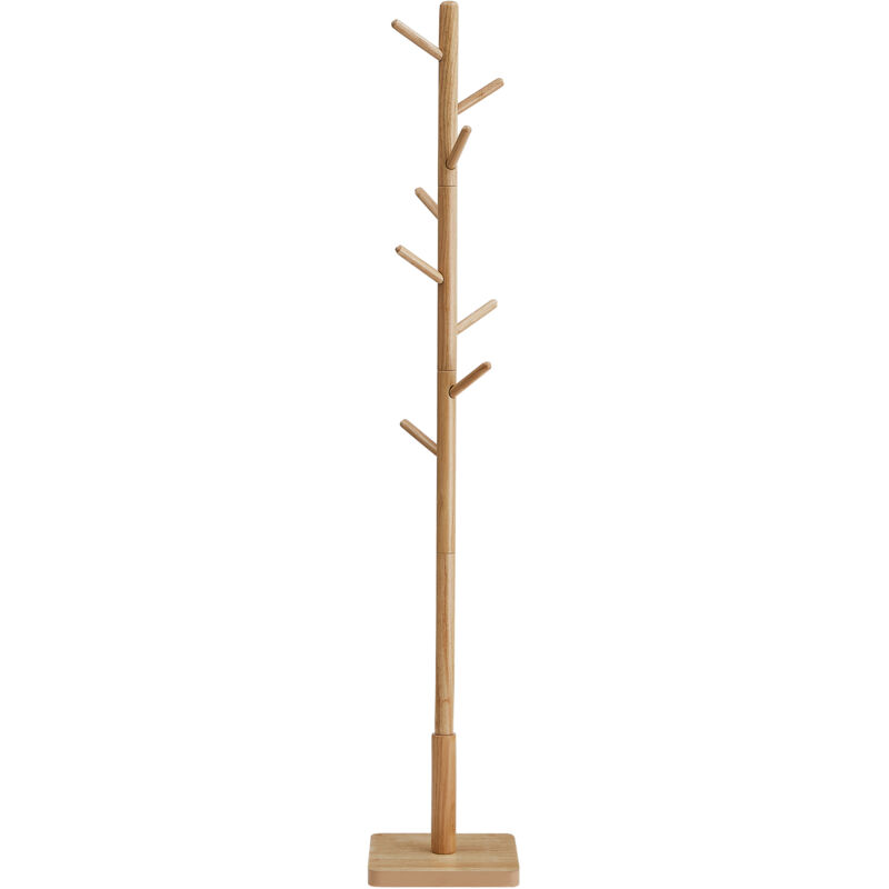 Vasagle - Portemanteau, Portant à Vêtements en Bois, Support sur Pieds avec 8 Crochets, pour Manteaux, Chapeaux, Sacs, pour Entrée, Couloir, Bois