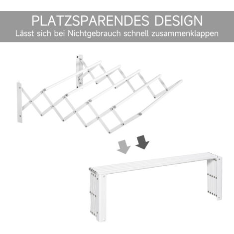 portemanteau rétractable mural robuste pratique Iron White 63.50L x 60.00W x 20.00H cm