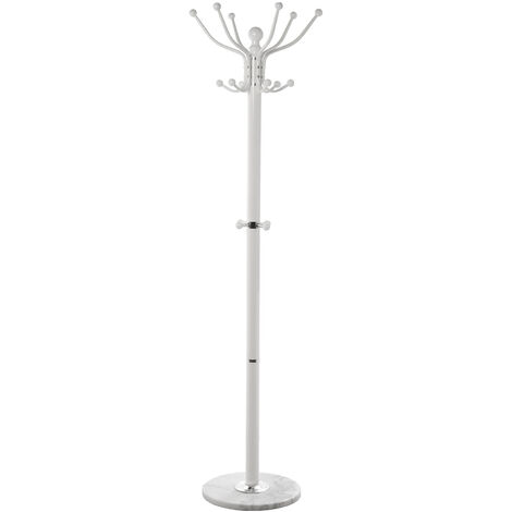 Portemanteau sur pied en métal blanc avec socle en marbre °36X175 cm