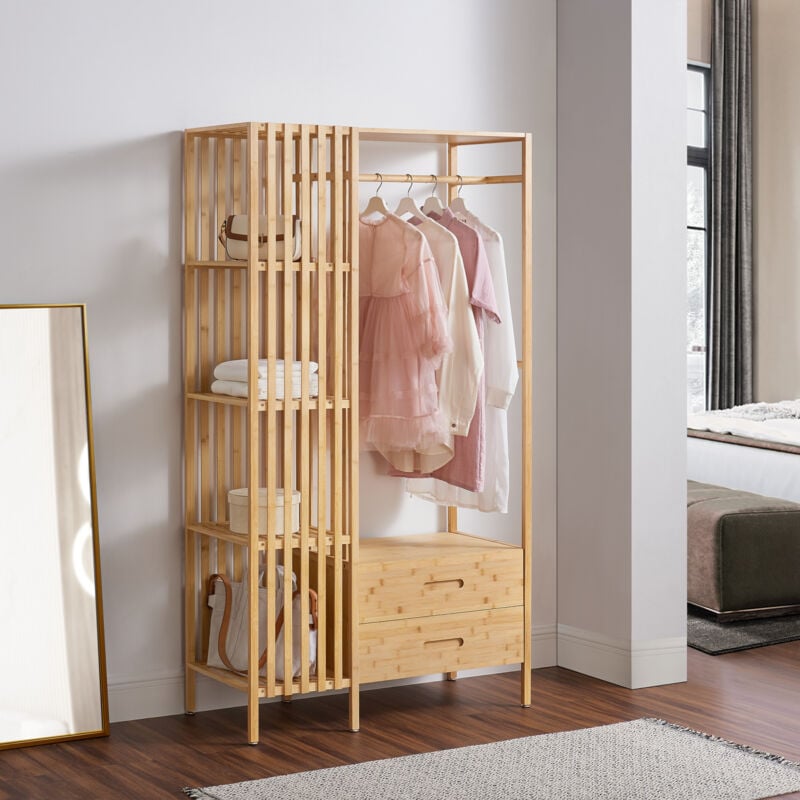 [en.casa] - Portemanteau Varanger bambou 185 x 100 x 45 cm naturel