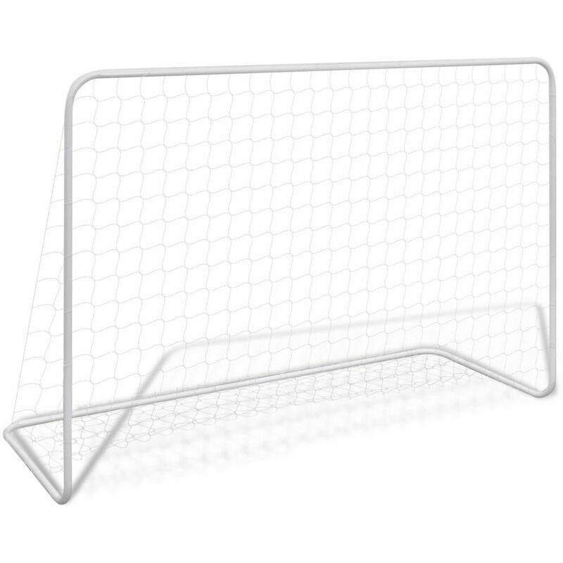 

Porteria de futbol con red 182x61x122 cm acero blanco