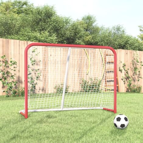 Portería hockey y red acero poliéster rojo  153x60x118cm