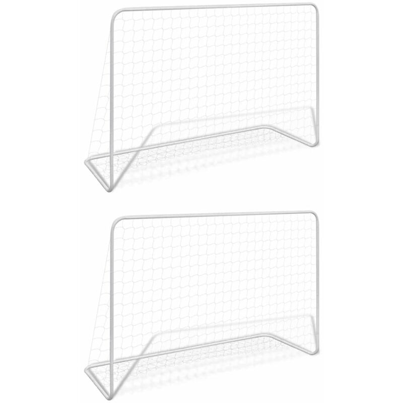 

Porterias de futbol 2 uds con red 182x61x122 cm acero blanco