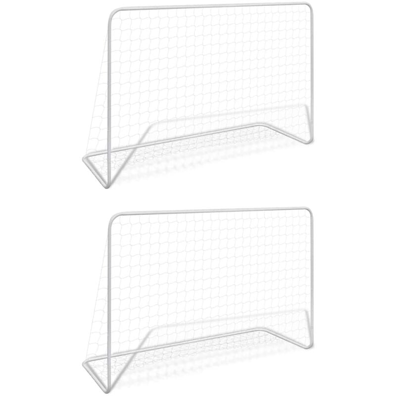 

Porterías de fútbol 2 uds con red 182x61x122 cm acero blanco