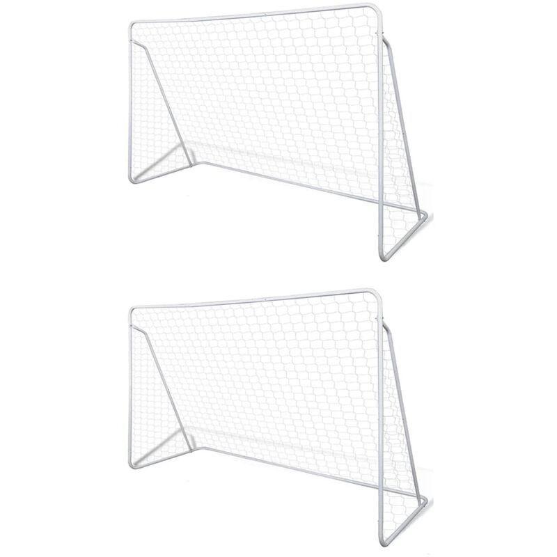 

Porterías de fútbol de acero 2 unidades 240x90x150 cm