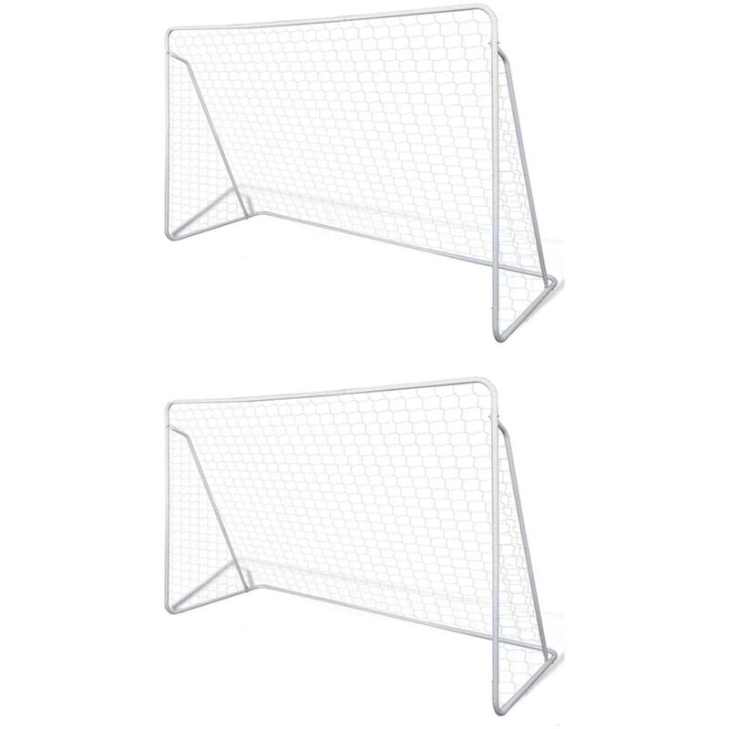 

vidaXL Porterías de fútbol de acero 2 unidades 240x90x150 cm - Blanco