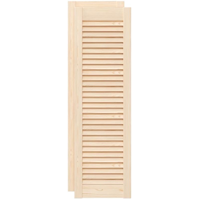 vidaXL Portes d'armoire à persiennes 2 pcs 99x29,5 cm pin massif