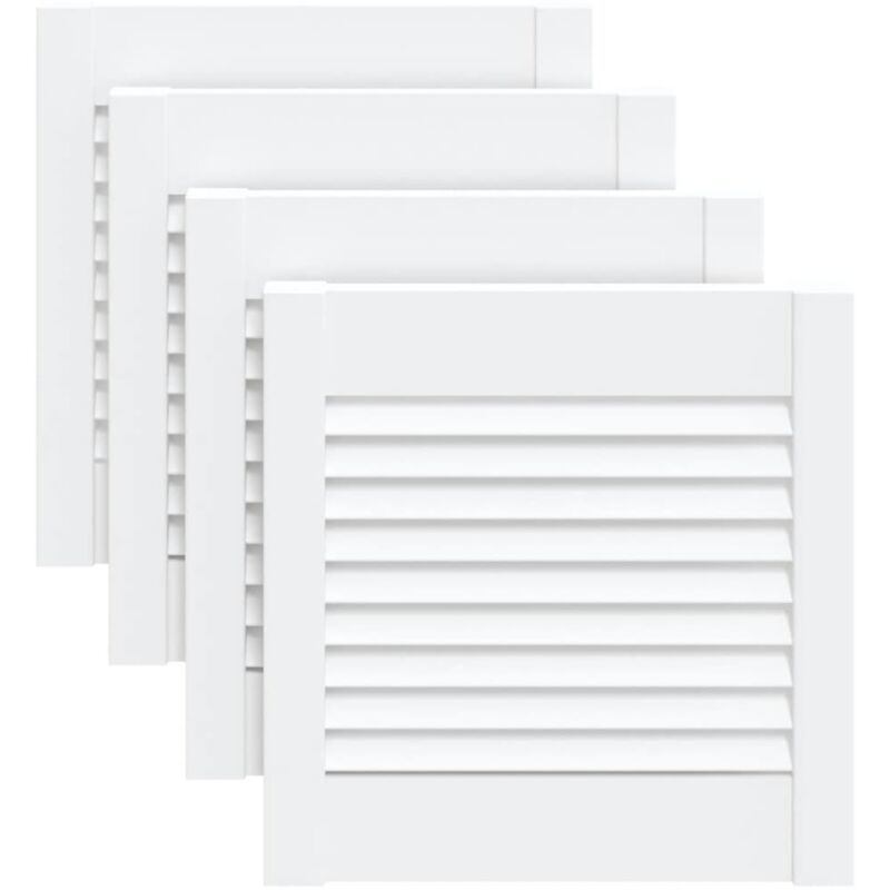 Portes d'armoire à persiennes 4pcs blanc 39,5x39,4cm pin massif Vidaxl