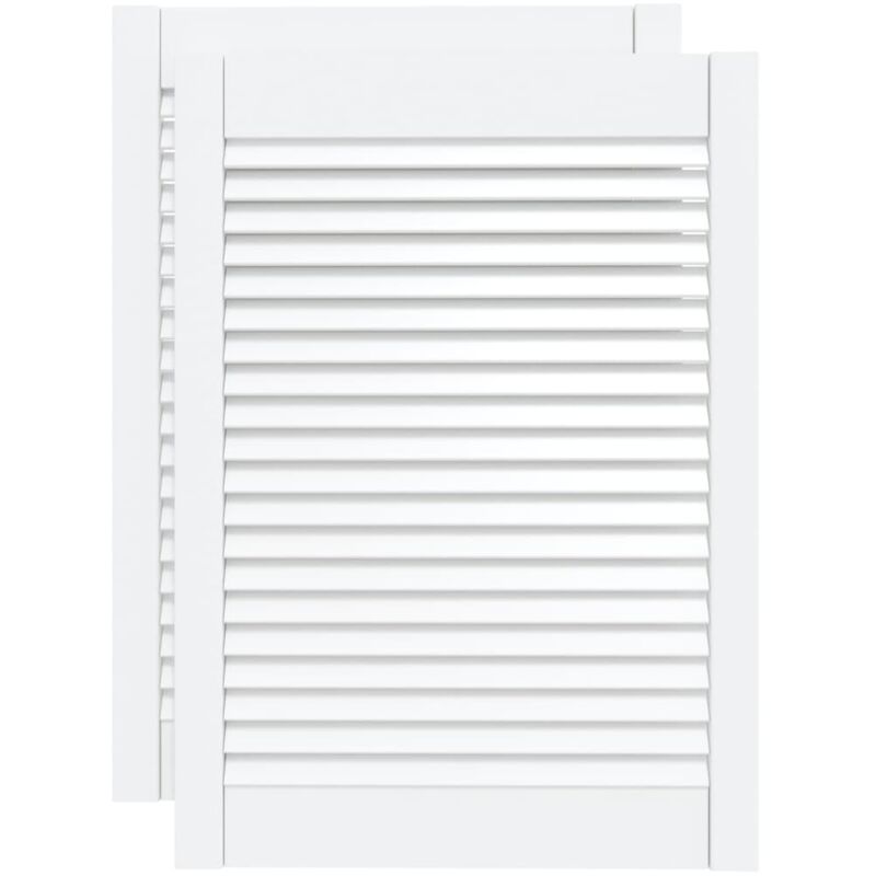 Portes d'armoire à persiennes 2 pcs blanc 69x49,4 cm pin massif Vidaxl