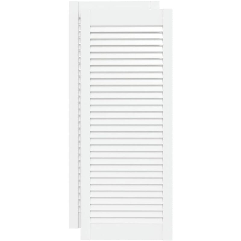 Portes d'armoire à persiennes 2pcs blanc 99,3x39,4cm pin massif Vidaxl