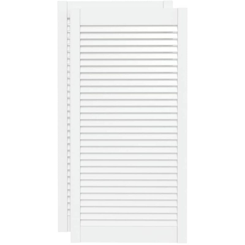 Portes d'armoire à persiennes 2pcs blanc 99,3x49,4cm pin massif Vidaxl