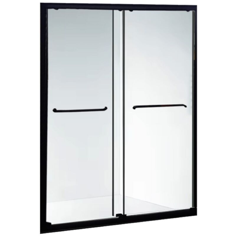 Portes coulissantes 140 x 190 pour douche et hammam verre trempé securit 6mm structure aluminium et poignée inox