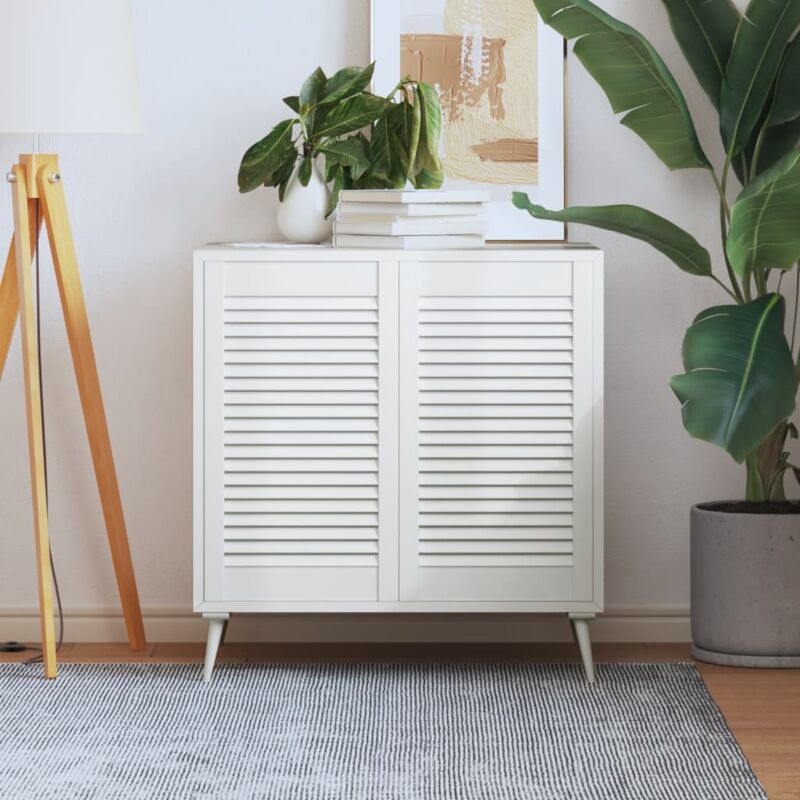 Portes d'armoire à persiennes 2 pcs blanc 69x39,4 cm pin massif CFW90873