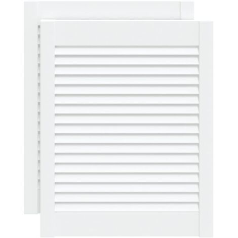 Portes d'armoire à persiennes 2pcs blanc 61,5x49,4cm pin massif CFW99224