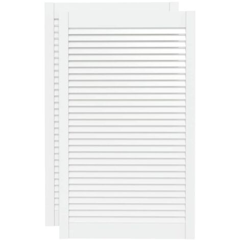 Portes d'armoire à persiennes 2pcs blanc 99,3x59,4cm pin massif CFW49083