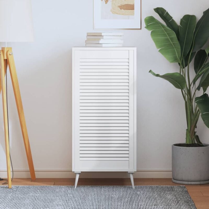 Porte d'armoire à persiennes, Porte de placard blanc 99,3x49,4 cm pin massif ASAF96879 design in