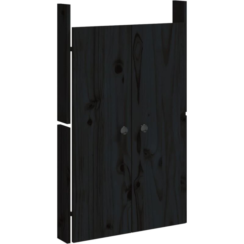 Portes de cuisine d'extérieur noir 50x9x82cm bois de pin massif