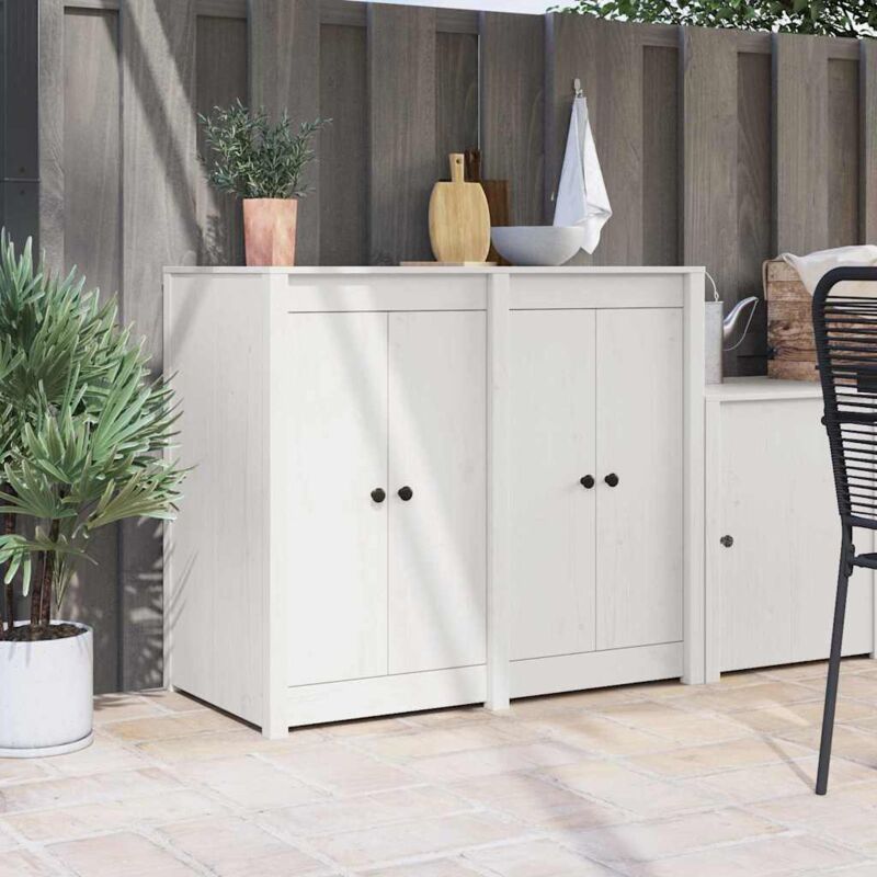 Portes de cuisine extérieures 2 pcs blanches 50x9x82 cm en bois massif de pin Vidaxl