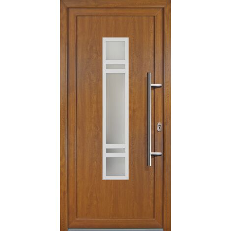 Portes d'entrée  Exklusiv modèle 83, intérieur: blanc, extérieur: golden oak largeur: 108cm, hauteur: 208cm, sens d'ouverture: tirant droit