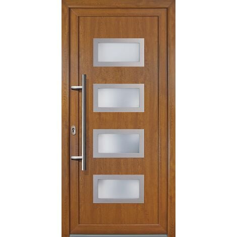Portes d'entrée  Exklusiv modèle 92, intérieur: blanc, extérieur: golden oak largeur: 98cm, hauteur: 208cm, sens d'ouverture: tirant gauche