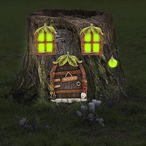 portes Et Fentre De Fe Miniatures Lumineux,fentre Et Porte De Maison Miniature,statues Arbre De Porte Et De Fe Gnome Miniature,dcoration De Jardin
