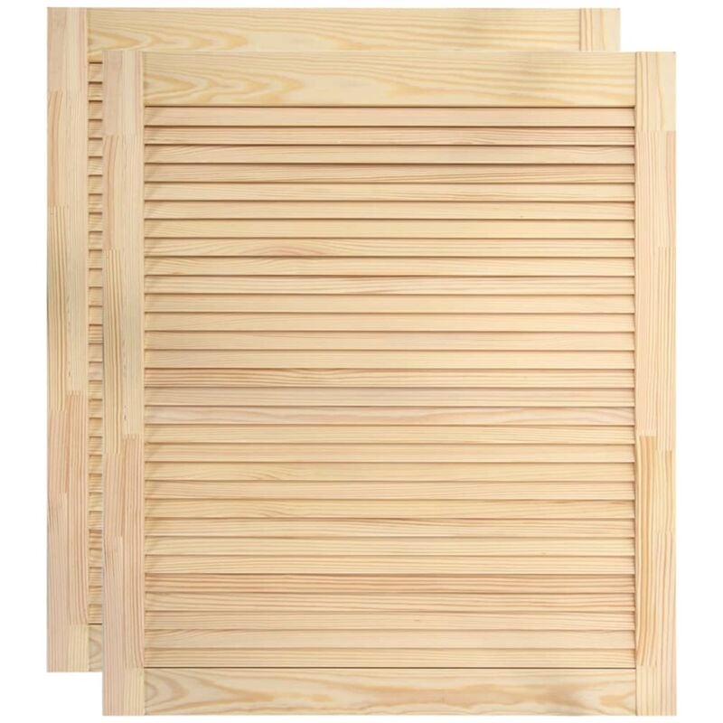 Portes à persiennes 2 pièces bois de pin massif 61,5 x 49,4 cm