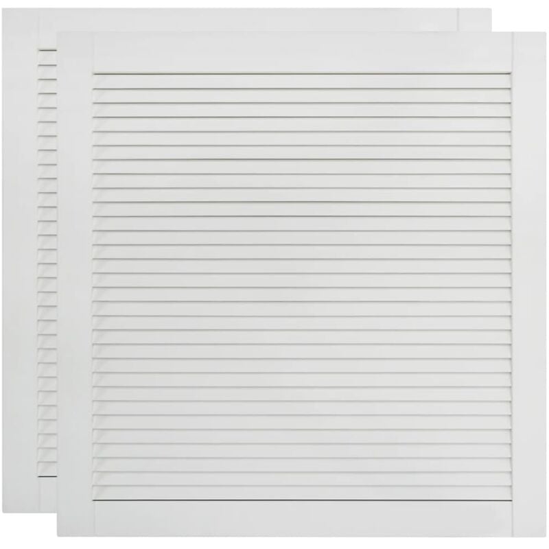 Portes à persiennes 2 pièces bois de pin massif 61,5x59,4 cm blanc