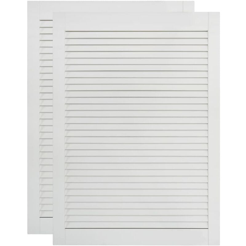 Portes à persiennes 2 pièces bois de pin massif 69 x 39,4 cm blanc