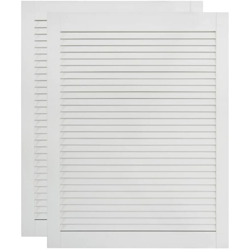 Portes à persiennes 2 pièces bois de pin massif blanc 69x49,4 cm