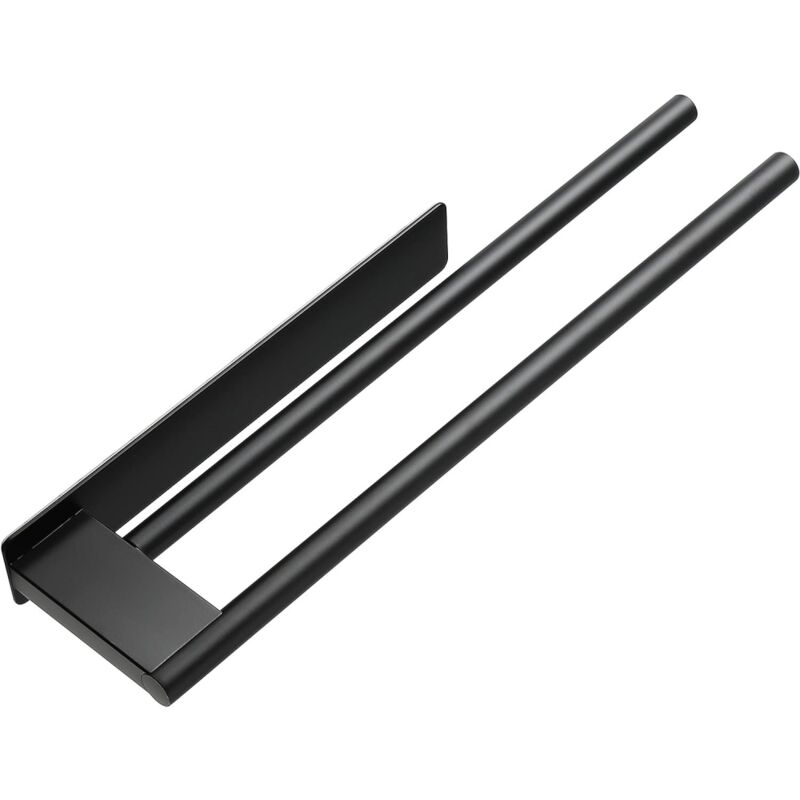 Porteserviettes autocollant double tige Sans perçage, en inox 304, noir, idéal pour salle de bain et cuisine