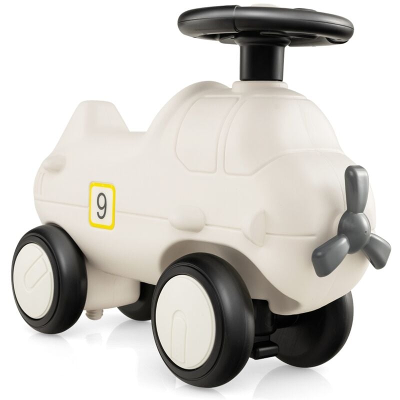 Maisonchic - Porteur Enfants en Forme Avion avec Hélice & Volant Réaliste Voiture à Pousser Intérieur Exterieur avec 4 Roues Charge 45kg pour 18-72