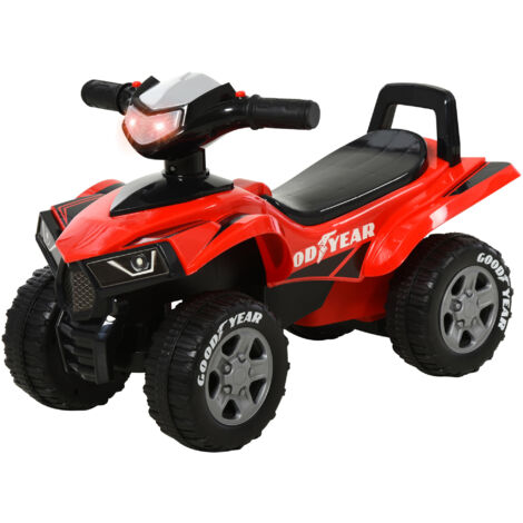 Porteur Enfants Quad 18-36 Mois dim. 60L x 31l x 42H cm Effets Lumineux et sonore Rouge Noir