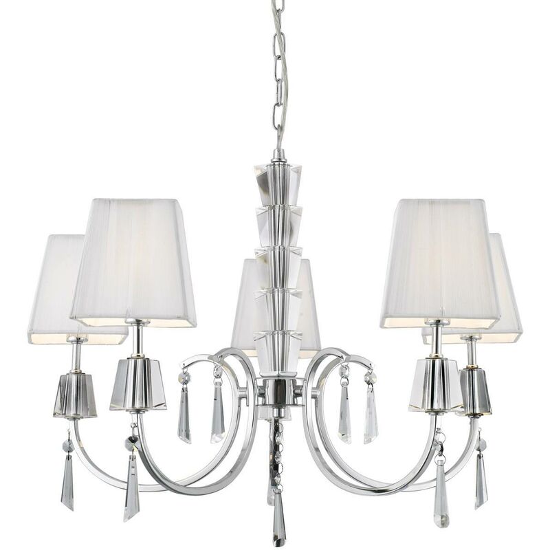 Searchlight Lighting - Searchlight Portico - 5 Light Multi Arm Ceiling Pendant Chrome, Glass Crystals with Shades, G9