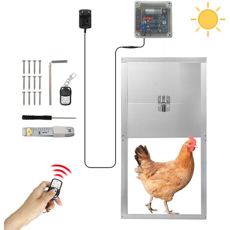 Portier automatique Ouvre-porte Kit de Porte automatique pour poulailler poulets poules oies 30x30cm 100-240V IP44 HW0120