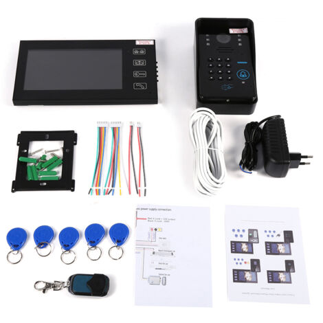 Portier vidéo 7'' tactile LCD RFID avec interphone et code d'accès pour sécurité domestique
