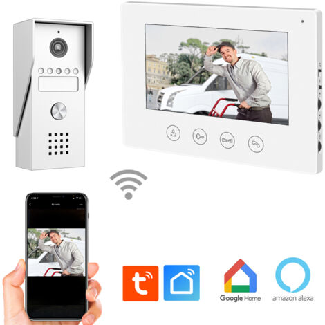 Portier vidéo filaire connecté WiFi 2 fils – Écran tactile 7” – Assistant vocal Alexa/Google Home – Vision nocturne