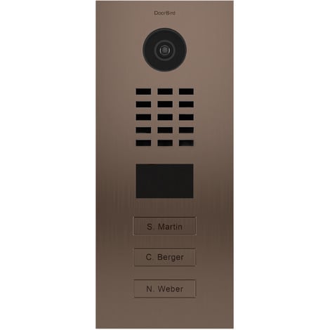 Portier vidéo IP multi-utilisateurs - 3 sonnettes - Doorbird D2103BV Bronze - Bronze
