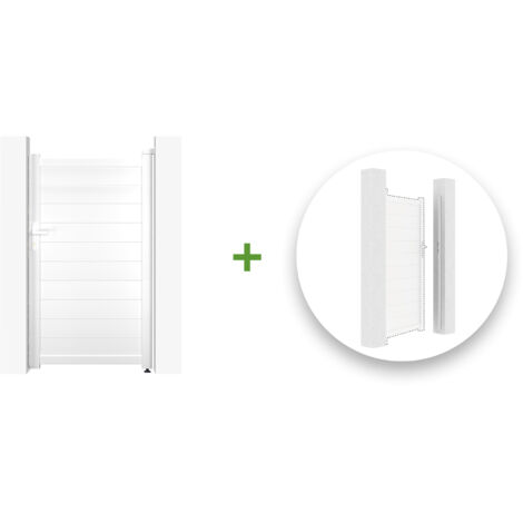 Portillon 1m EIGER H.180cm blanc + Kit inversion ouverture