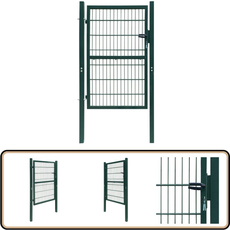 Portillon 2D (simple) Vert 106x170 cm - Portail De Clôture - Portillon - Clôture - Jardin - Sécurité