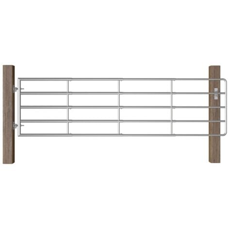 Portillon à 5 barres Acier (115-300)x90 cm Argenté vidaXL