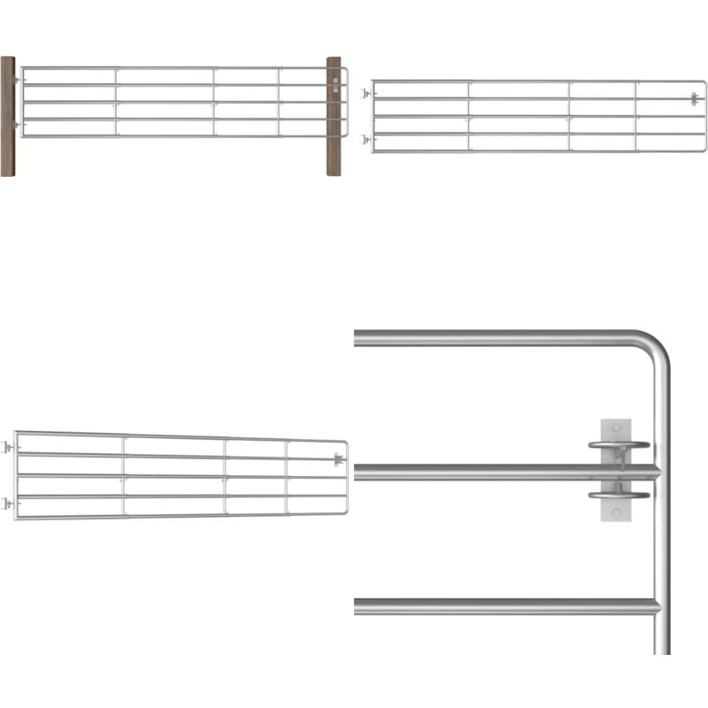 Vidaxl - Portillon à 5 barres Acier (150-400)x90 cm Argenté - Portillon Agricole - Portillon Fermier - Clôture Cheval - Clôture Bovins - Porte De