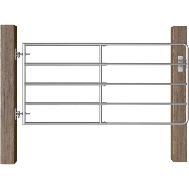 Portillon à 5 barres Acier (95-170)x90 cm Argenté Vidaxl