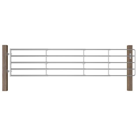 Portillon à 5 barres Porte Portillon Portail de jardin Acier (150-400)x90 cm Argenté 61997