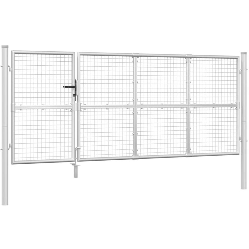 Portal de jardin maille argenté 350x175 cm acier galvanisé - Vidaxl