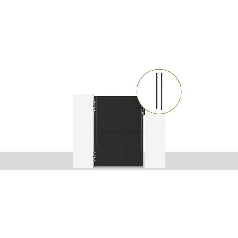 Casanoov - Portillon acier nali 100 x 140cm + 2 poteaux acier dario Noir Mat