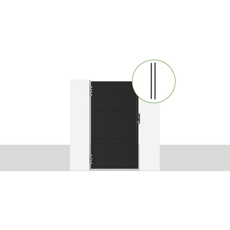 Portillon acier NALI 100 x 180cm + 2 poteaux acier DARIO Noir Mat