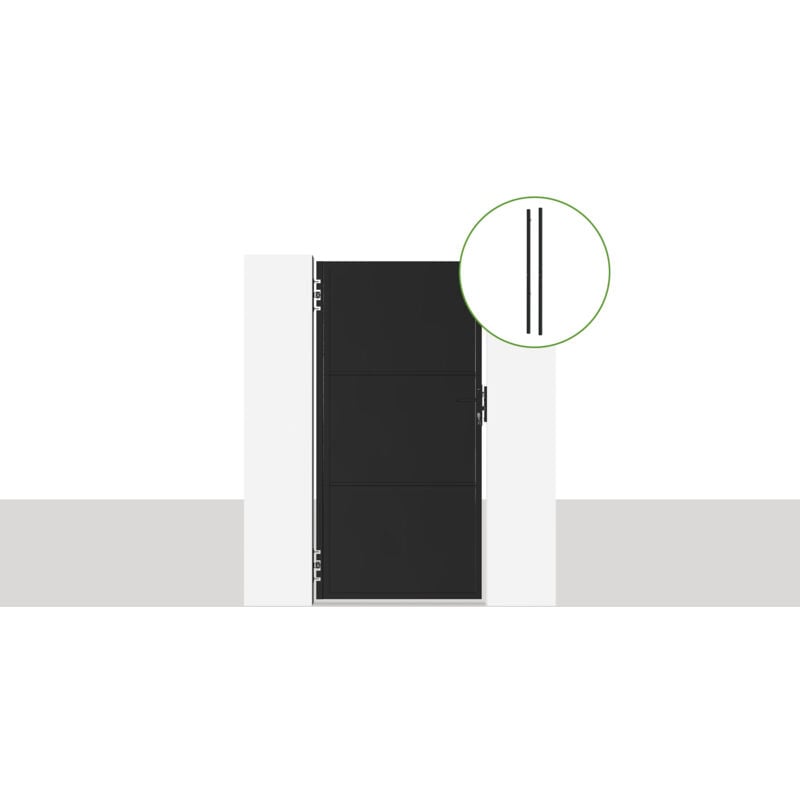Casanoov - Portillon acier nali 100 x 200cm + 2 poteaux acier dario Noir Mat