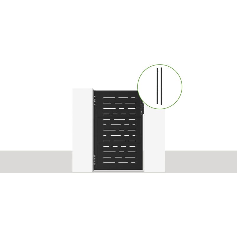 Portillon acier nali arlberg 100 x 160cm + 2 poteaux acier dario Noir Mat