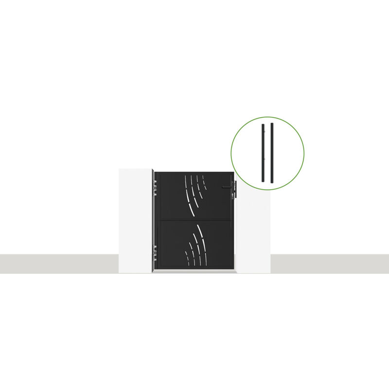 Casanoov - Portillon acier nali veleta 100 x 120cm + 2 poteaux acier dario Noir Mat