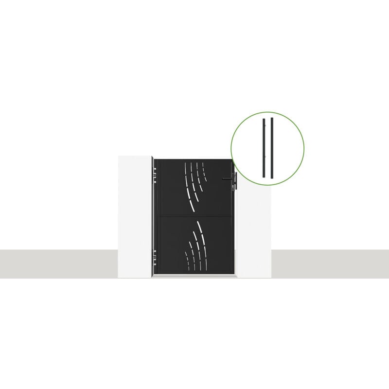 Portillon acier nali veleta 100 x 140cm + 2 poteaux acier dario Noir Mat